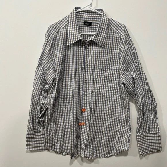 Ermenegildo Zegna Su Misura Mens Gingham Regular Fit Button Down 19 41 - Picture 1 of 10